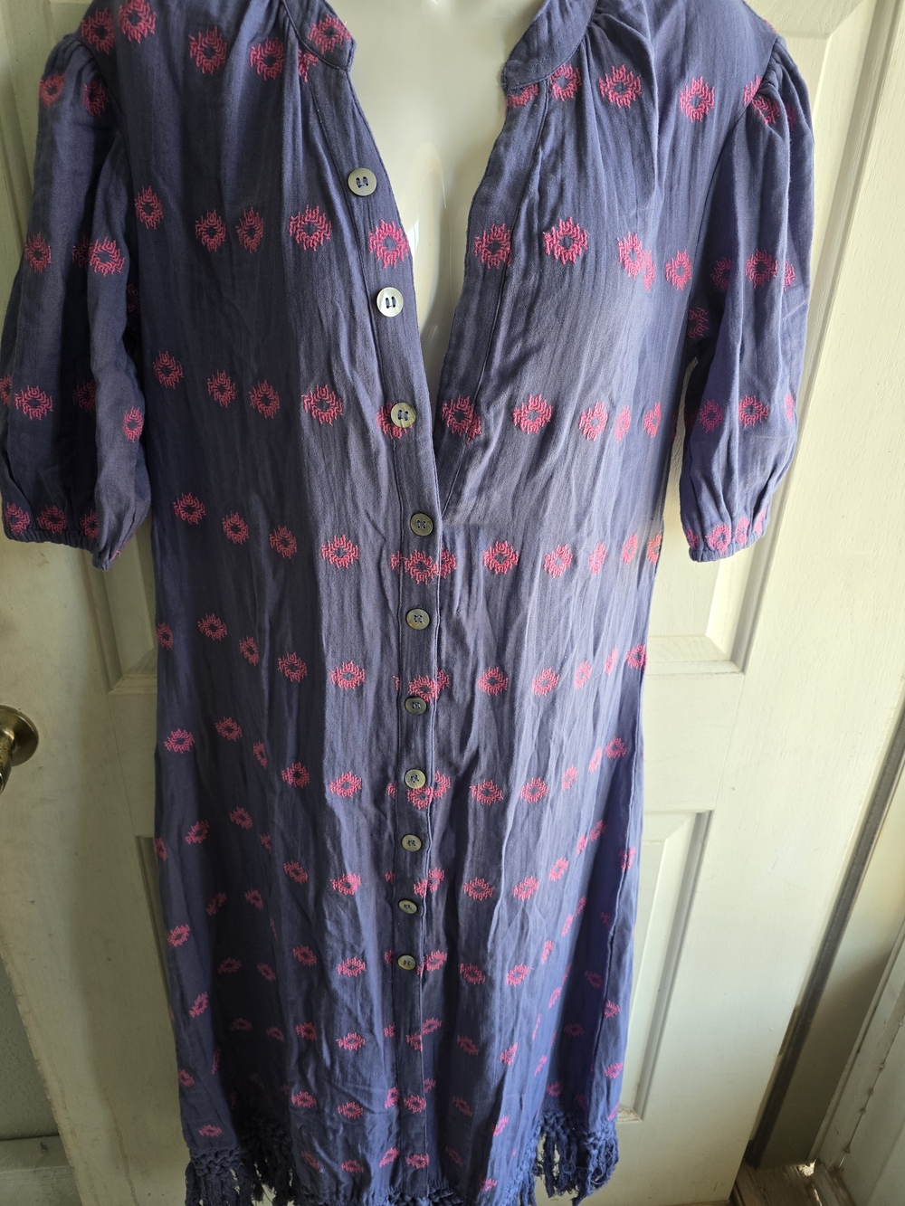 Purple Maxi Dress with Pink Embroidered Motif